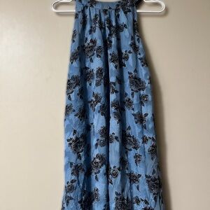 torrid Blue Halter Floral Top with Black Rose Print